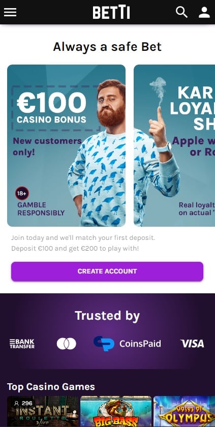 betti casino no deposit bonus